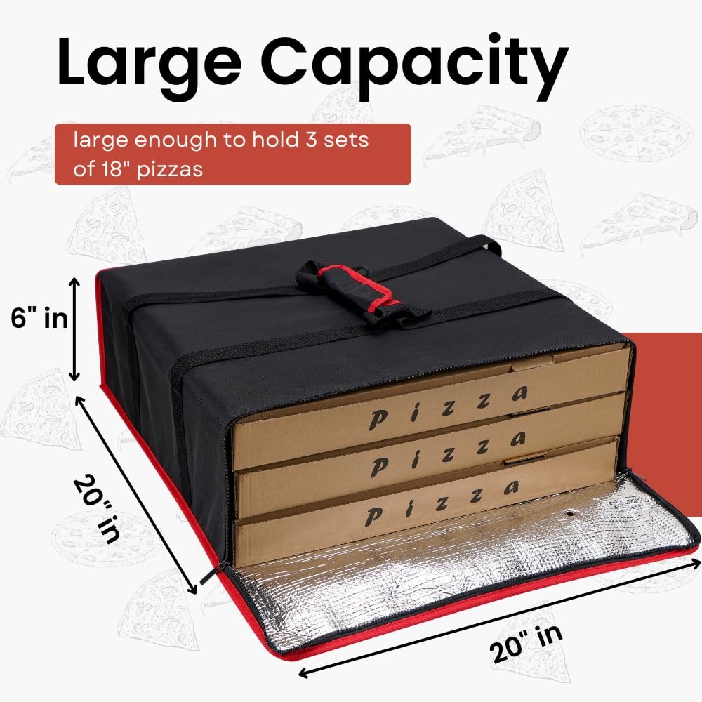Pizza Bag, Insulated Pizza Bags for Delivery Carry Hot, Large Pizza ...