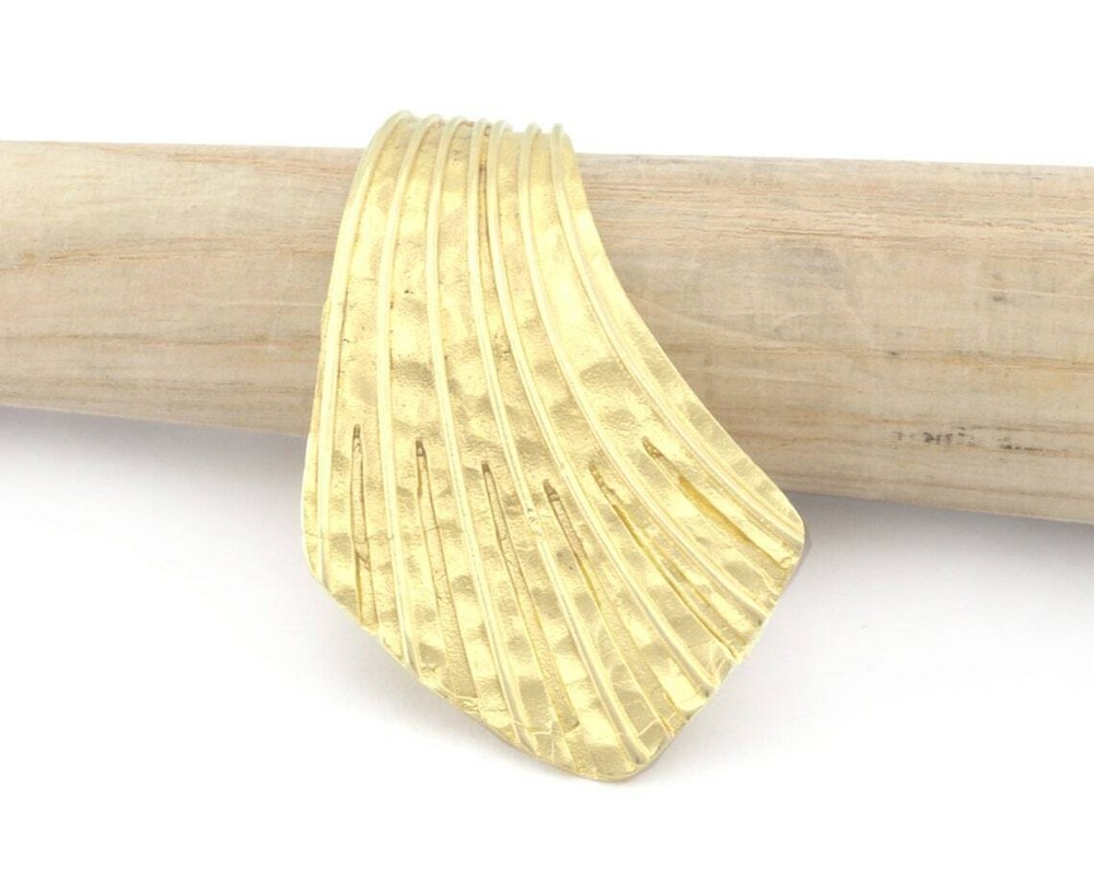 Leaf Hammered Ring Adjustable Raw Brass (7US-9US inner size) 4808