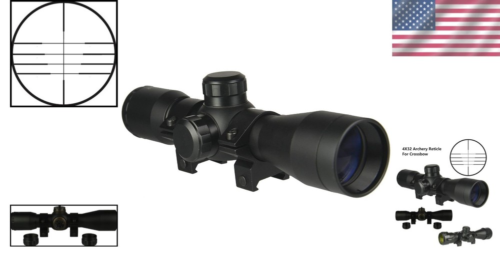 4x32 Compact Crossbow Scope with Multiple Range Reticle for Precision Hunting