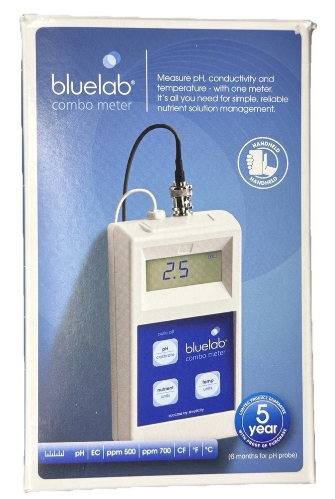 Bluelab Combo Meter pH EC Temperature Nutrient Solution Tester Kit Probes Case