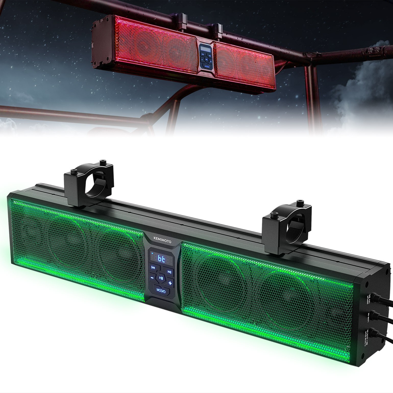 KEMIMOTO 26in RGB UTV Sound Bar 500W Speaker Sound System For Polaris Golf Cart