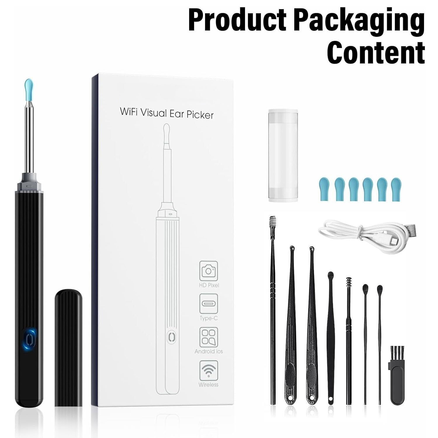 Ear Wax Remova Ear Wax Remover Tool with 8 Ear Set, Ear Cleaner with Camera