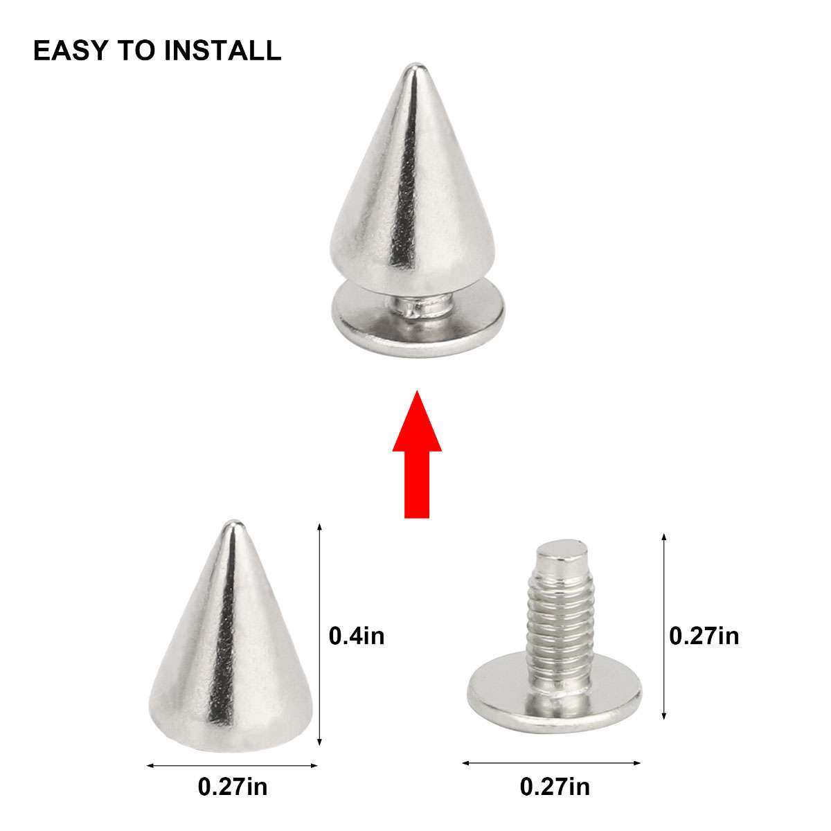 100X Punk Cone Metal Spikes Rivets Studs Screw Back For Clothing Jacket Leather