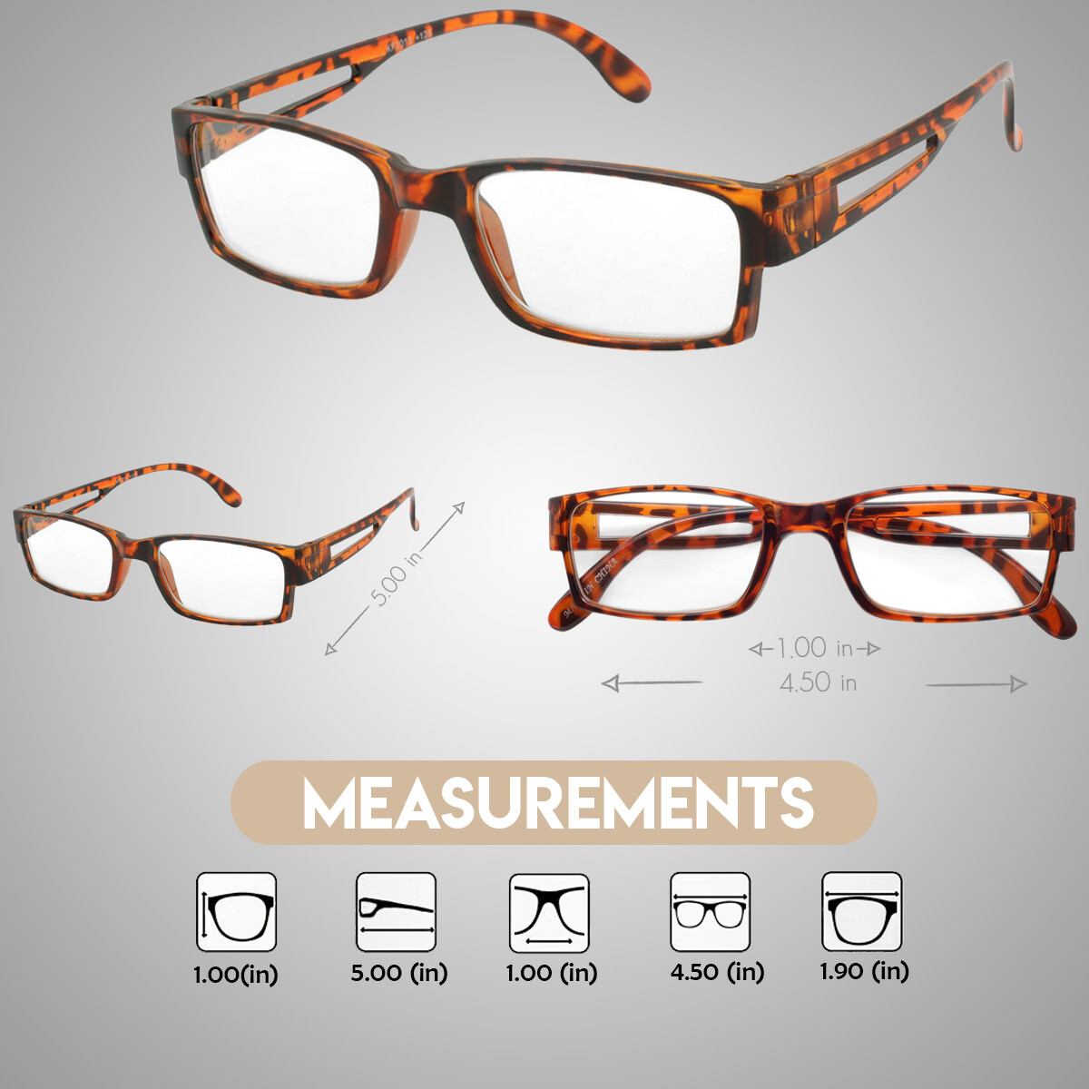 Reading Glasses Mens Womens Readers 6 PACK Square Frame Unisex Style Specs NEW