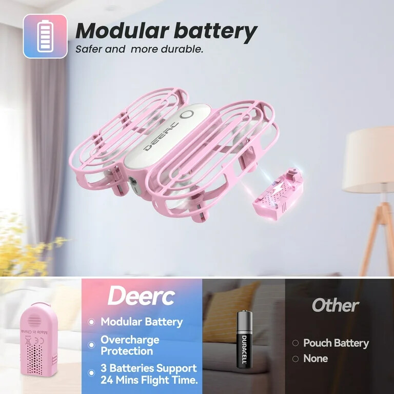 DEERC D11 Mini Drone Auto Hover Circle Fly 3 Speed Headless Mode 2 Batteries RTF