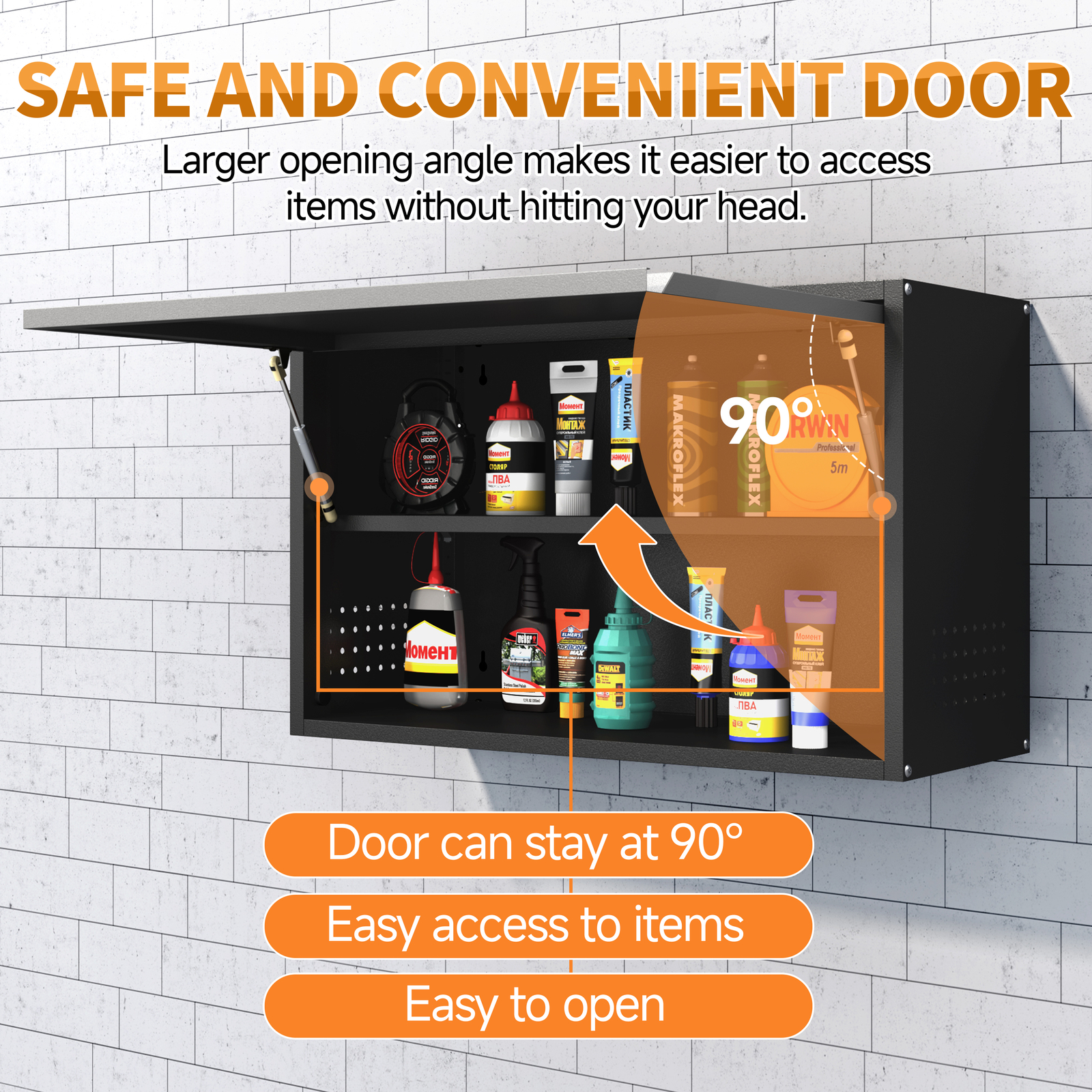 Wall Mounted Metal Storage Cabinet Garage w Adjustable Shelf, Metal Wall Cabinet