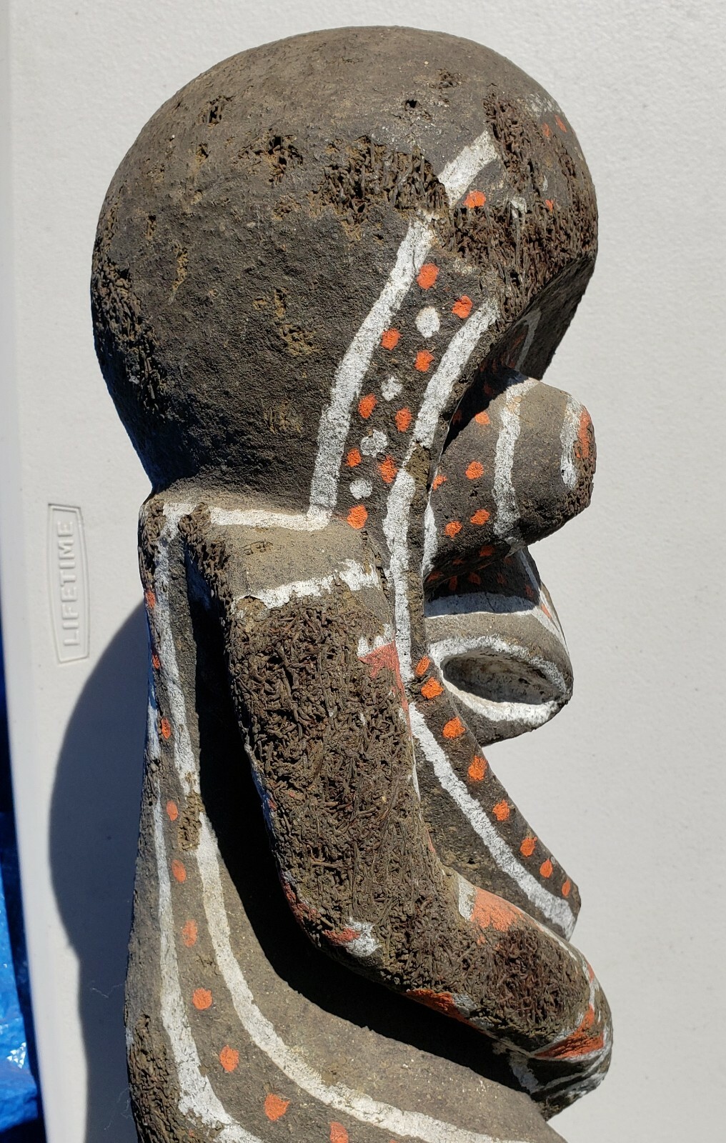 Vanuatu Large Painted Wood Sculpture Vintage Oceania