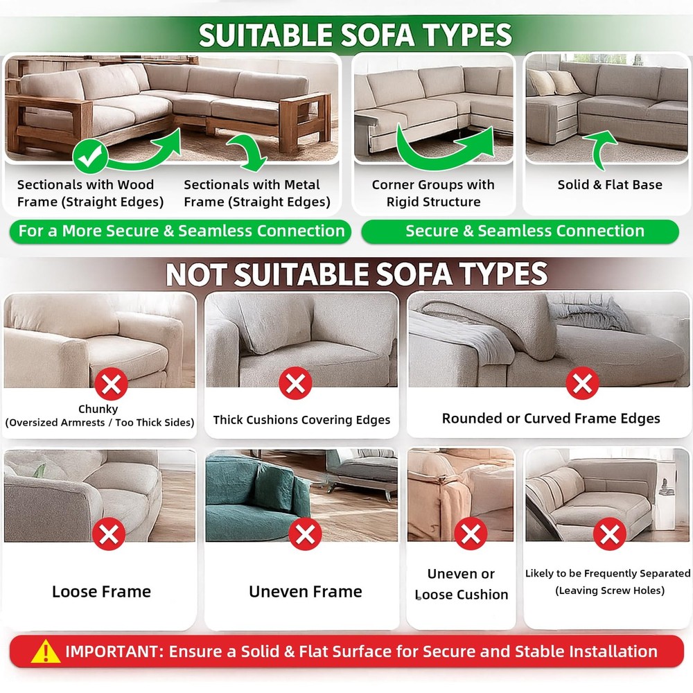 Sofa Connector Brackets Sectional Couch Interlocking Hardware 8 Piece