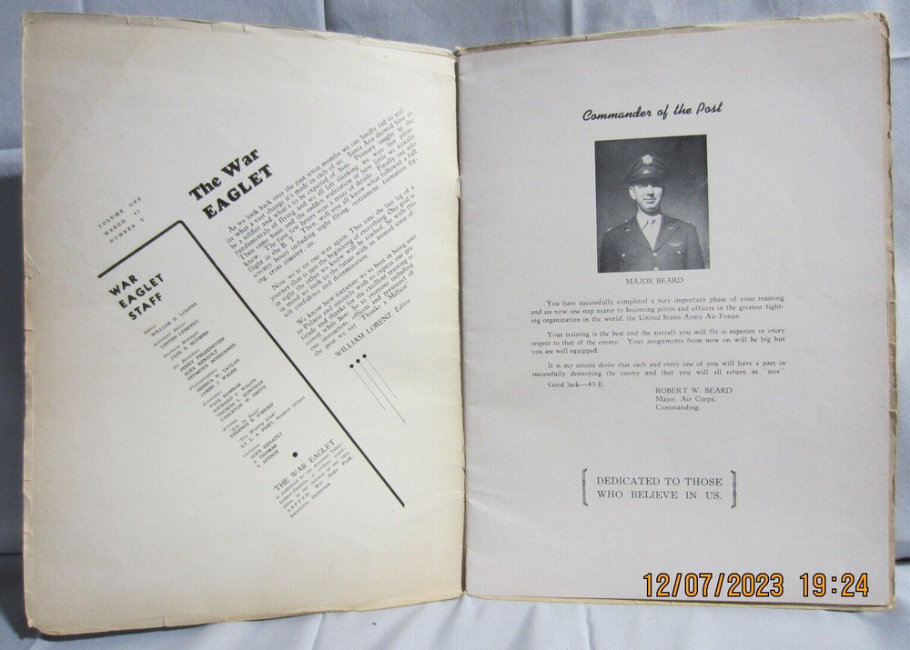 THE WAR EAGLET CLASSBOOK AVIATION CADET CLASS 43-E, MARCH 1943
