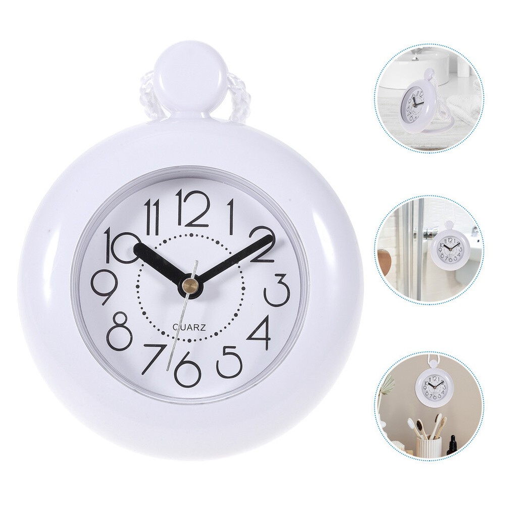Bathroom Waterproof Wall Clock Digital Hanging Rope Rustic Decor Clocks