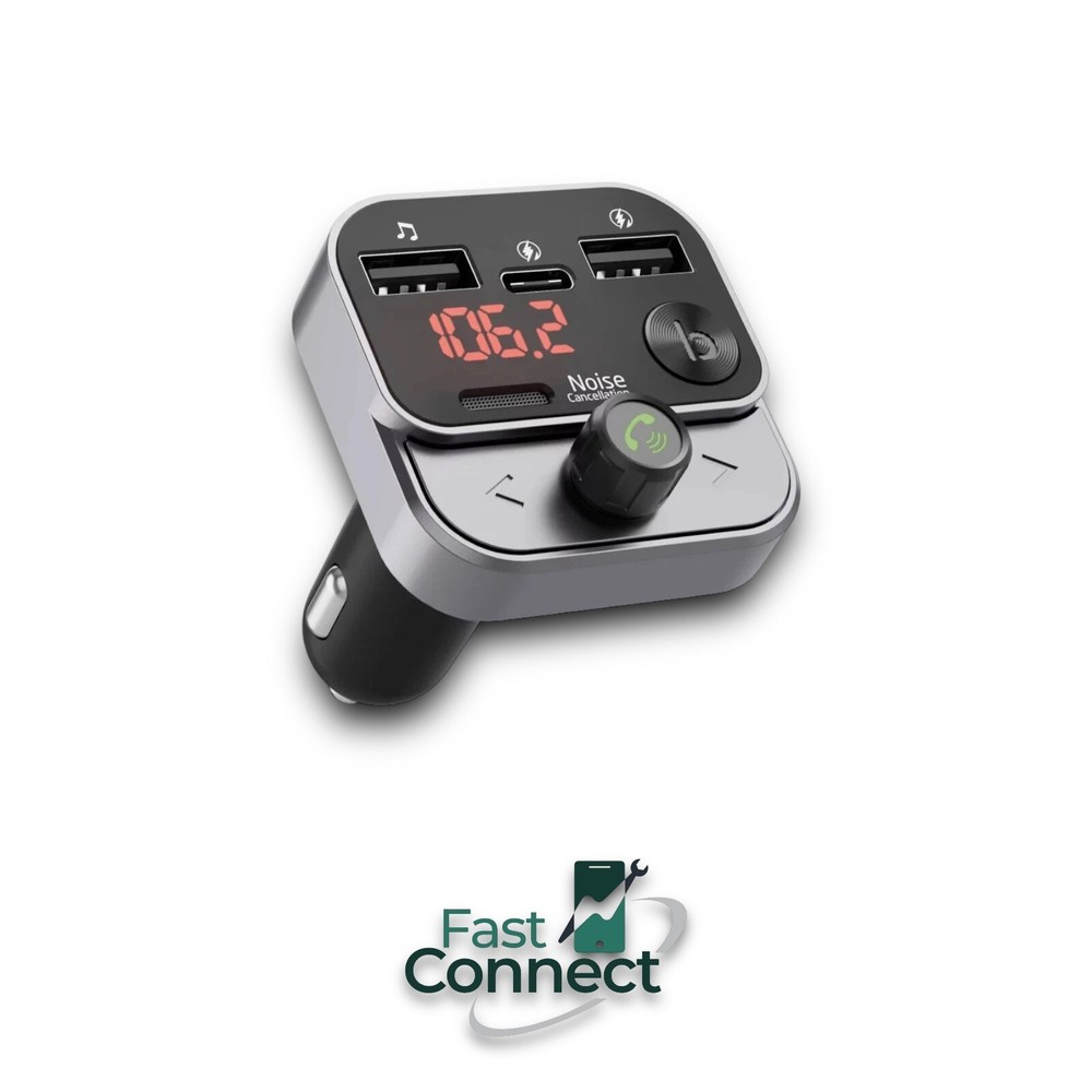 Just Wireless Bluetooth FM Transmitter with USB-C and USB-A Charging Port- Black