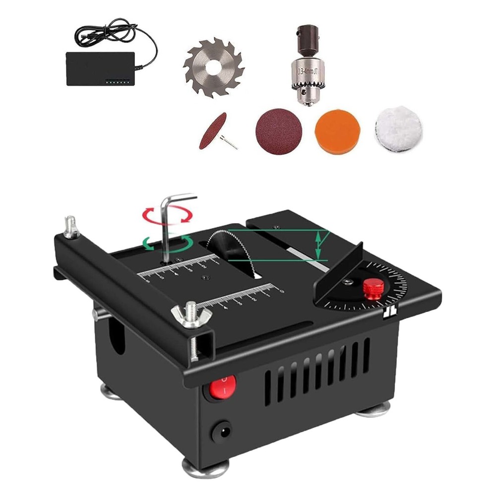 Multi-Functional Mini Table Saw Speed & Angle Adjustable 16MM Cutting Depth E1I6