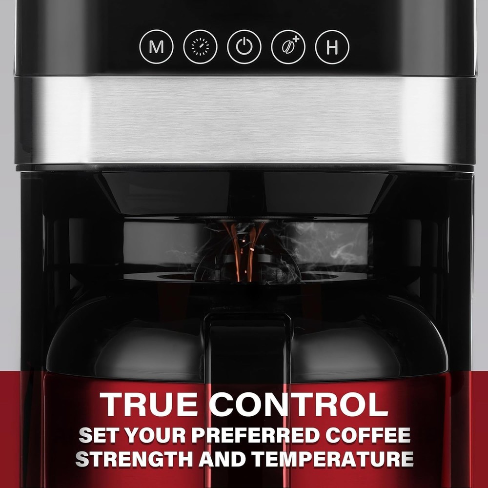 Melitta 8-Cup Programmable Automatic Drip Coffee Makers, Black & Stainless Steel