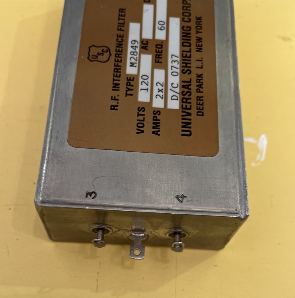 RF Interference Filter 2 wire 120VAC 60Hz 2x2 Amps Data, Security M2849 D/C 0737