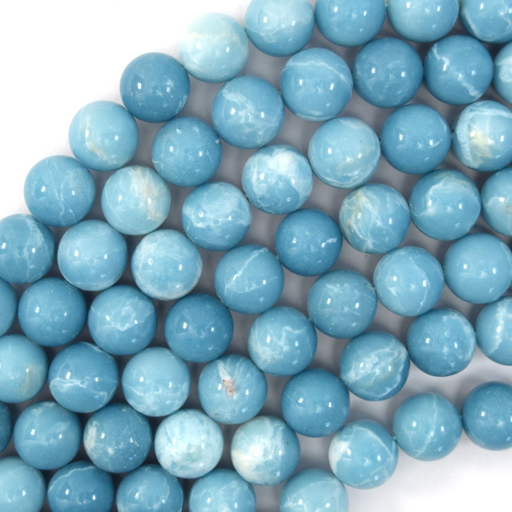 Blue Larimar Quartz Round Beads Gemstone 15" Strand 4mm 6mm 8mm 10mm 12mm S1