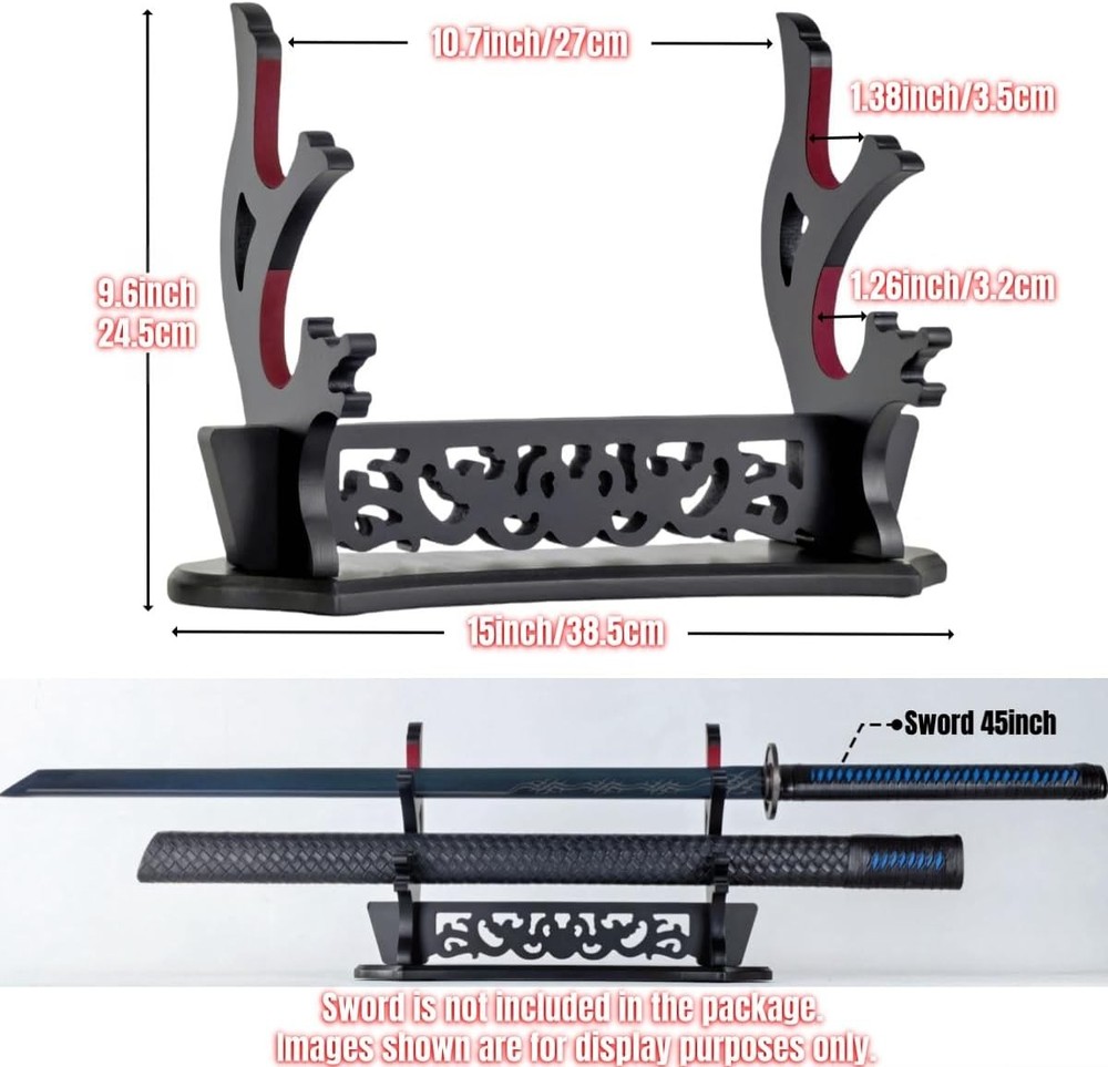Sword Stand Hollow Pattern Rack, Katana Wands Display Black