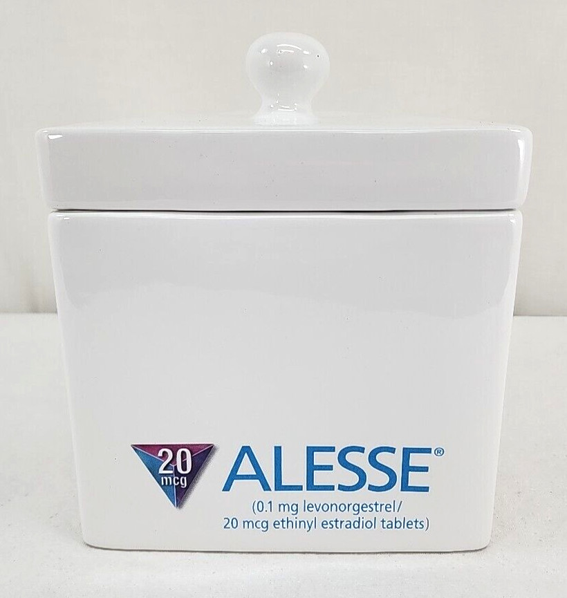 Alesse Triangular Ceramic Cookie Jar Pharmaceutical Drug Rep Promo