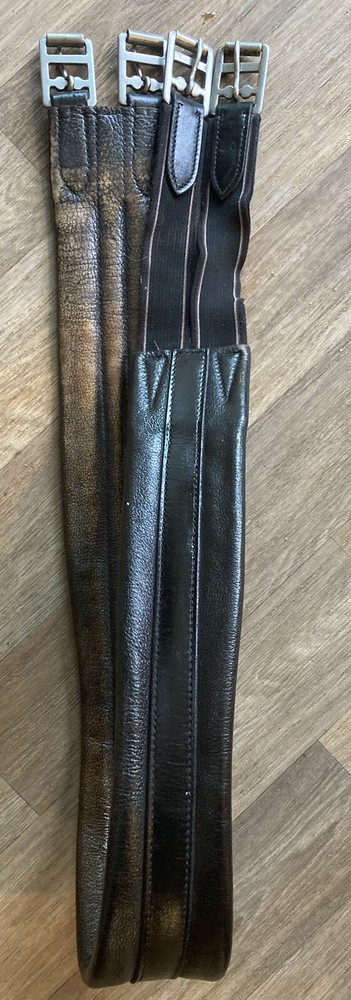 50” Unbranded Black Leather Elastic End Girth - Used