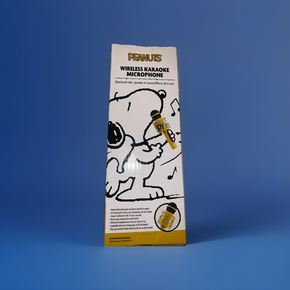 PEANUTS SNOOPY WIRELESS KARAOKE MICROPHONE BLUETOOTH SPEAKER SOUND EFFECTS NEW