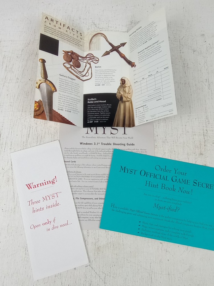 Myst 1 Vintage Game Papers Brochure Insert