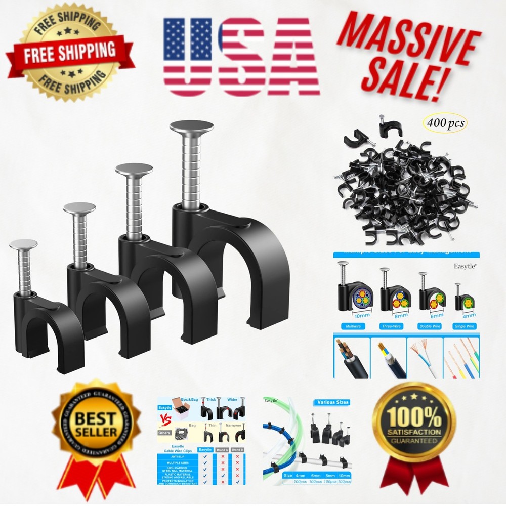 Assorted Sizes Black Cable Tacks - Essential Tool for Easy Cable Management