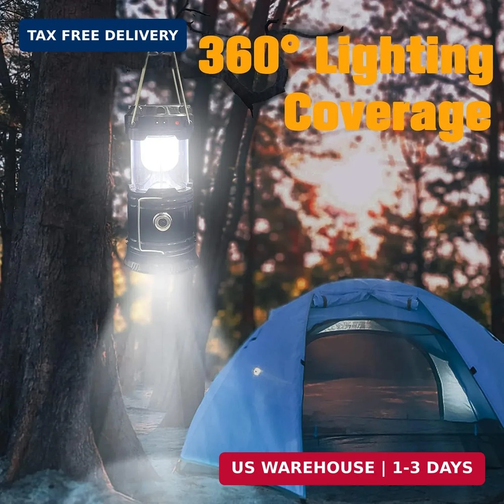2-Pack Collapsible Camping Lantern XTAUTO Solar USB Rechargeable Portable Lightw