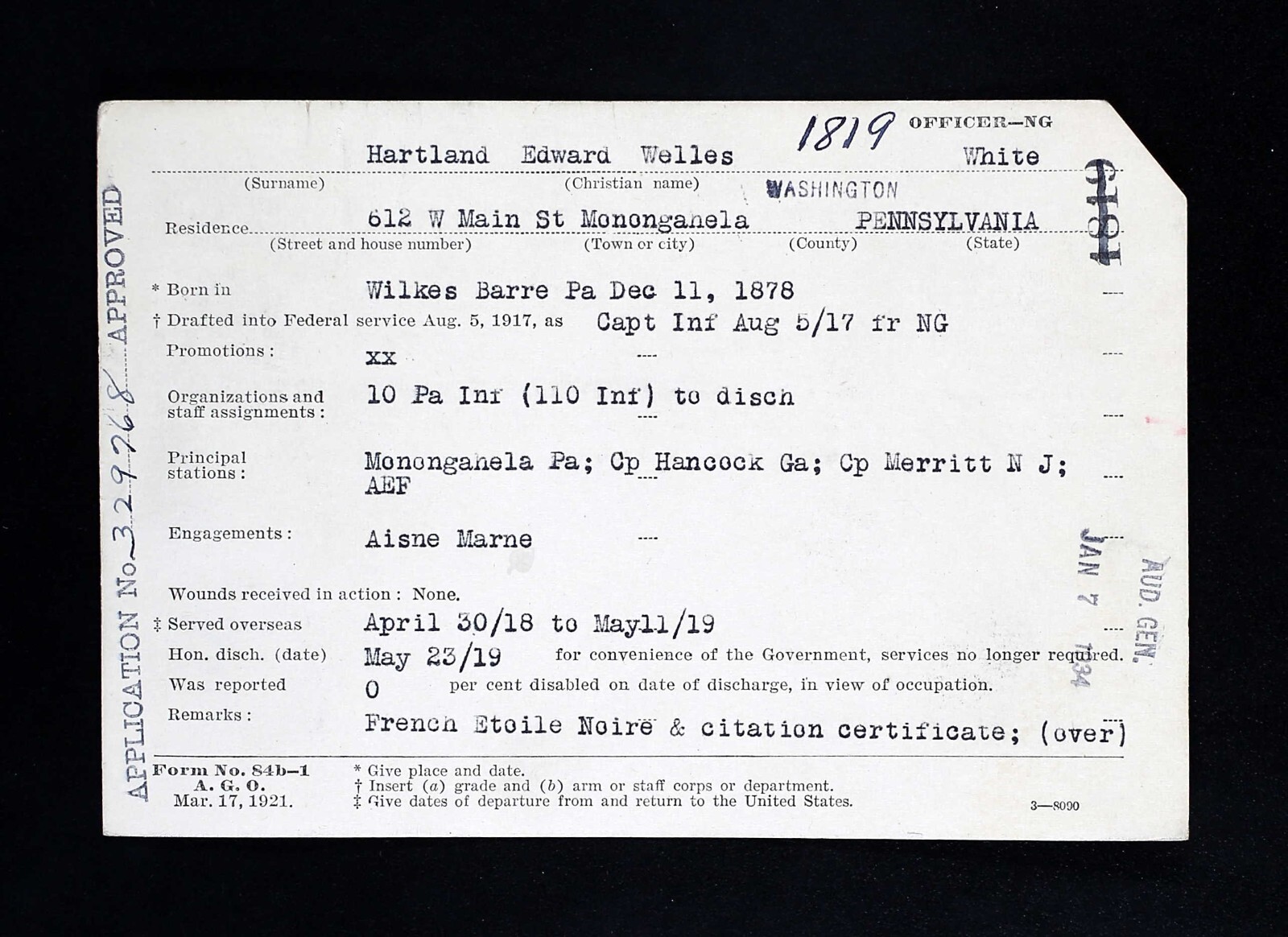History Of The 110th Infantry (10th PA) Of The 28th Division Book, 1920 First Ed