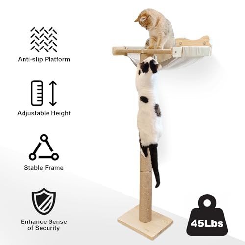 Cat Window Perch with Scratching Post, 46" Adjustable Tall Basic Size- Cat Tree