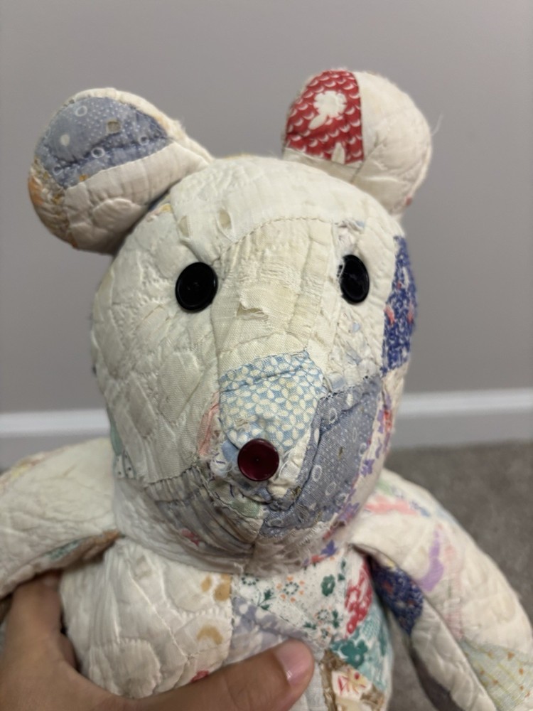 Homemade Patchwork Quilted 20” Mouse Has Been Well Loved