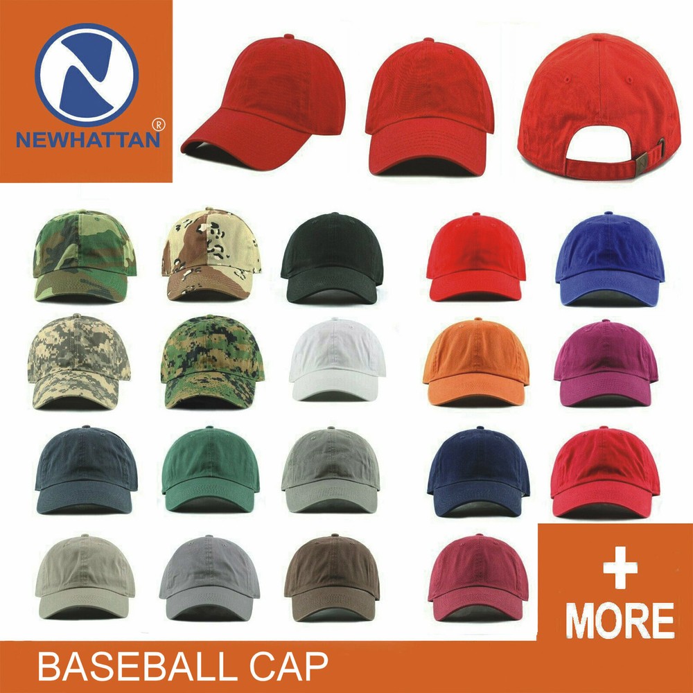 Newhattan Soft Plain Baseball Cap Hat, Dad Hat, Polo Cap