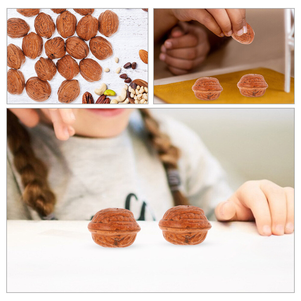 50PCS Artificial Walnut Models Fake Walnut Prop Simulation Nut Models Home Decor