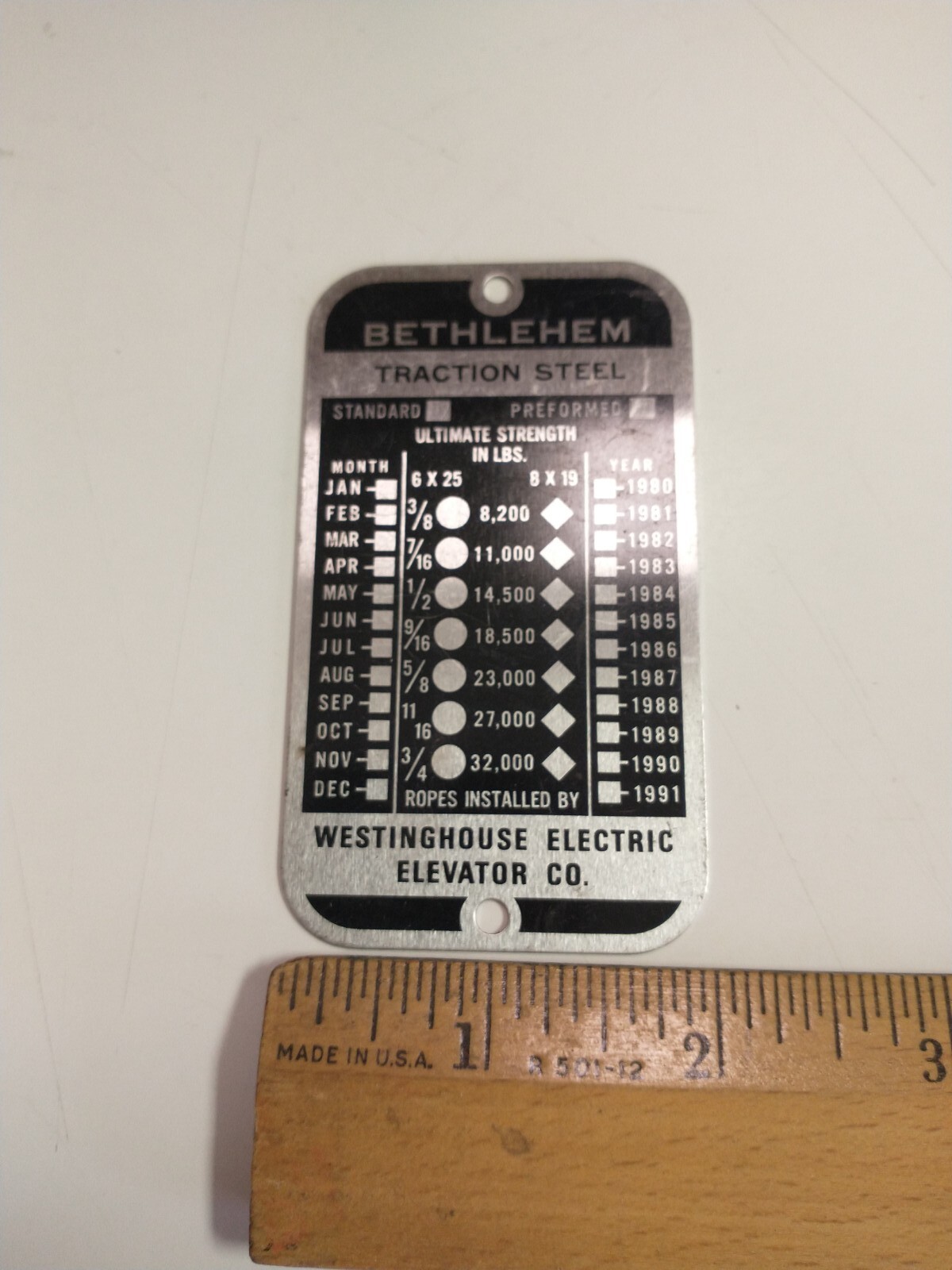 Vtg Bethlehem Steel Traction Steel Plate. Westinghouse Electric Elevator Corp