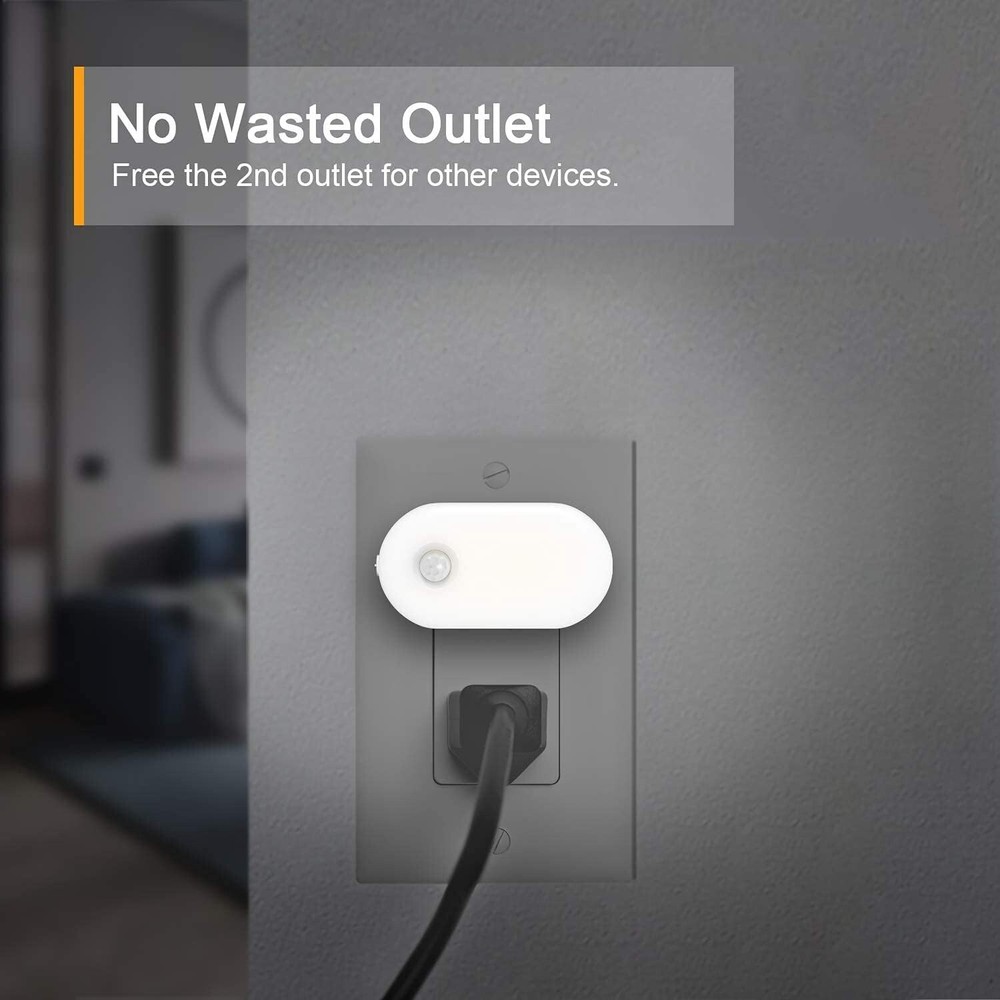 Stepless Adjustable LED Night Lights with Motion Sensor - Cold White Glow 2-Pack
