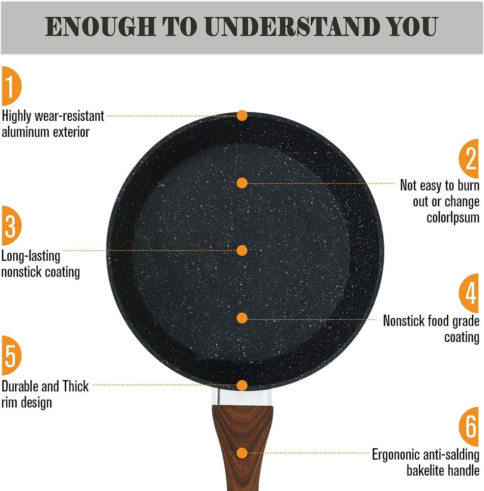12-Piece Nonstick Granite Cookware Set Induction Compatible Black with Lids &...