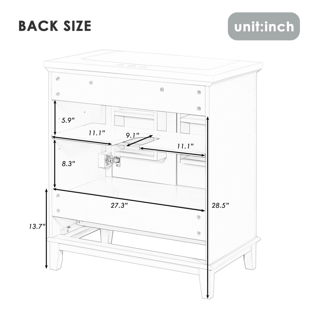 30" Bathroom Vanity without Sink Multi-functional Bathroom Cabinet w/Drawer