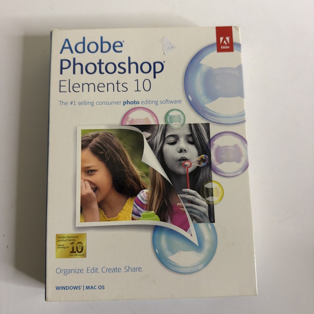 Adobe Photoshop Elements 10 Big Box Complet w Product Key Code! ~ Fast Shipping!