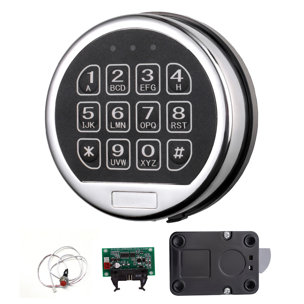 Safe Lock Replacement Swing Bolt Chrome Finish Digital Keypad 2 User Code Lock