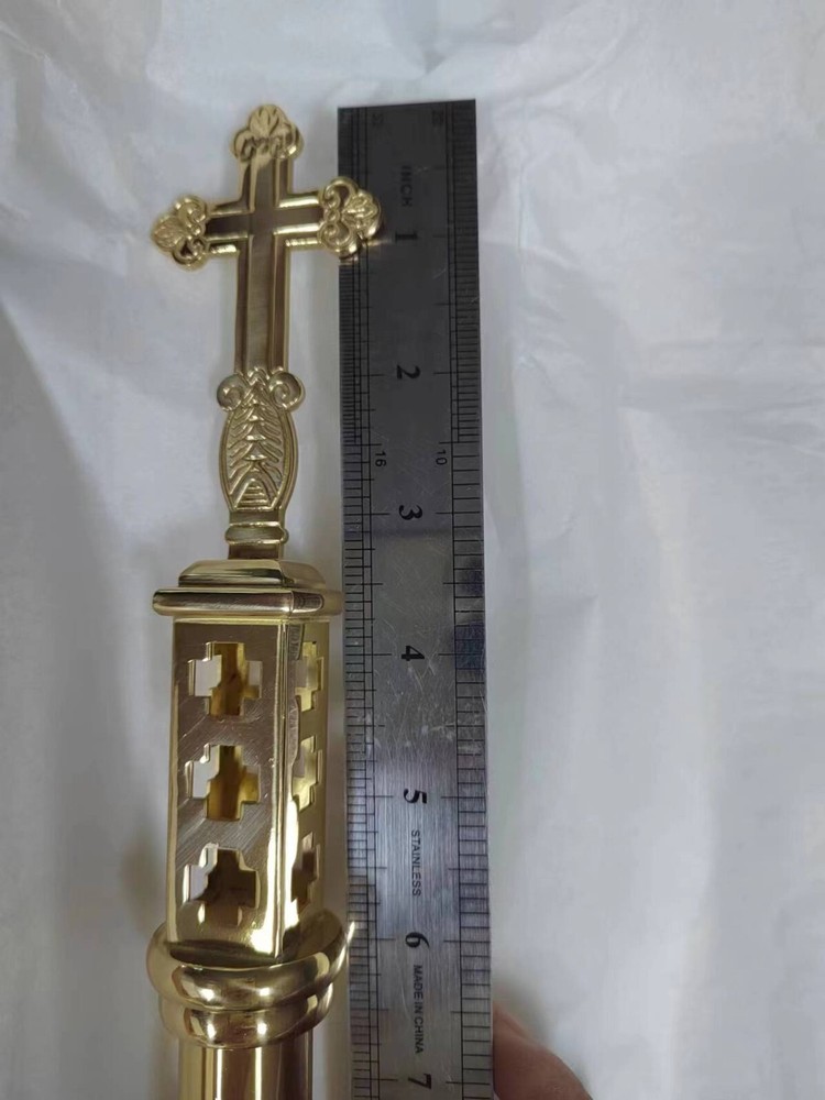 Custom +Brass Metal Processional Cross H51"