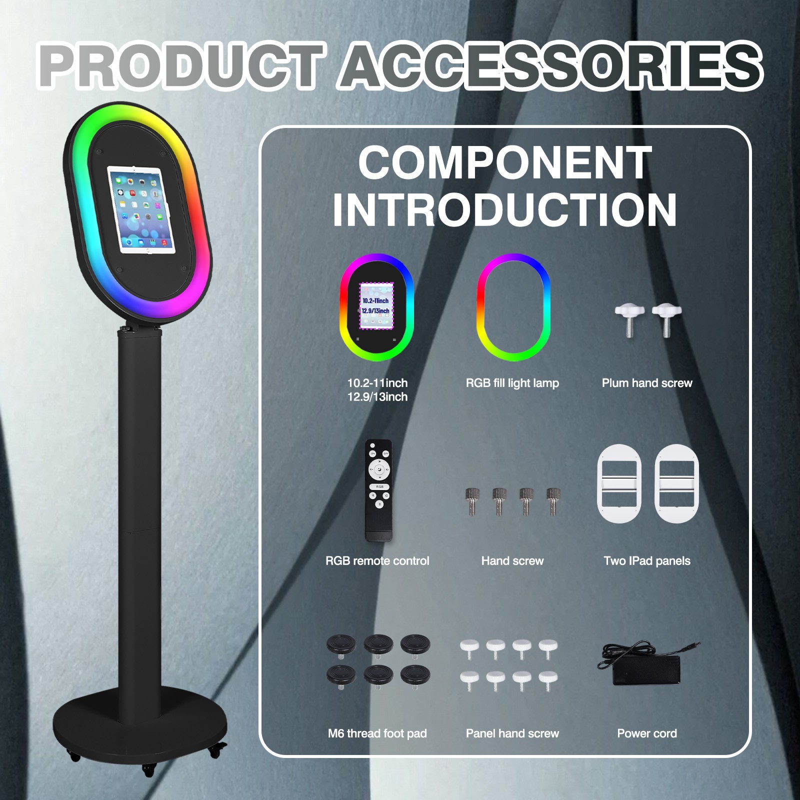 6 in 1 iPad Photo Booth Shell Stand Selfie Station iPad Photobooth Machine +Case