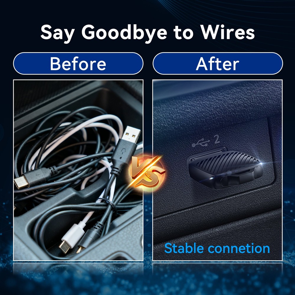 2In1 Wireless Carplay Android Auto Adapter Wired To Wireless Carpay Android Auto