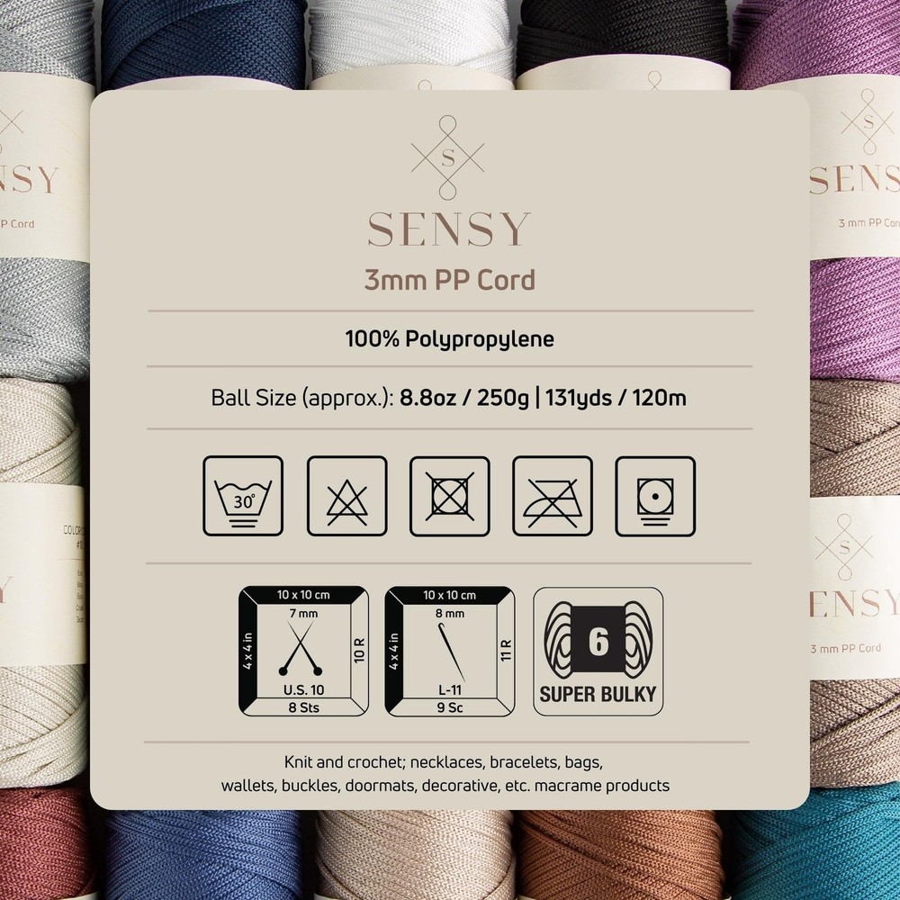 Premium Polyester Rope 3mm 131 Yards Polypropylene Macrame Cord Silver