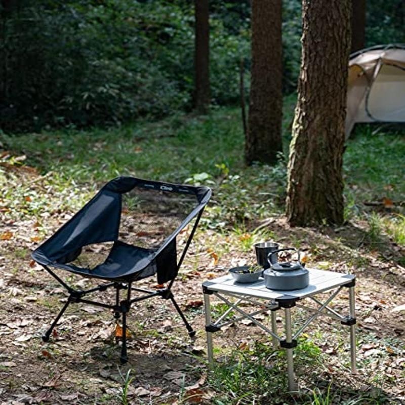 Ultralight Camping Chair W/ Stable Frame & Back Support Black Portable & Durable