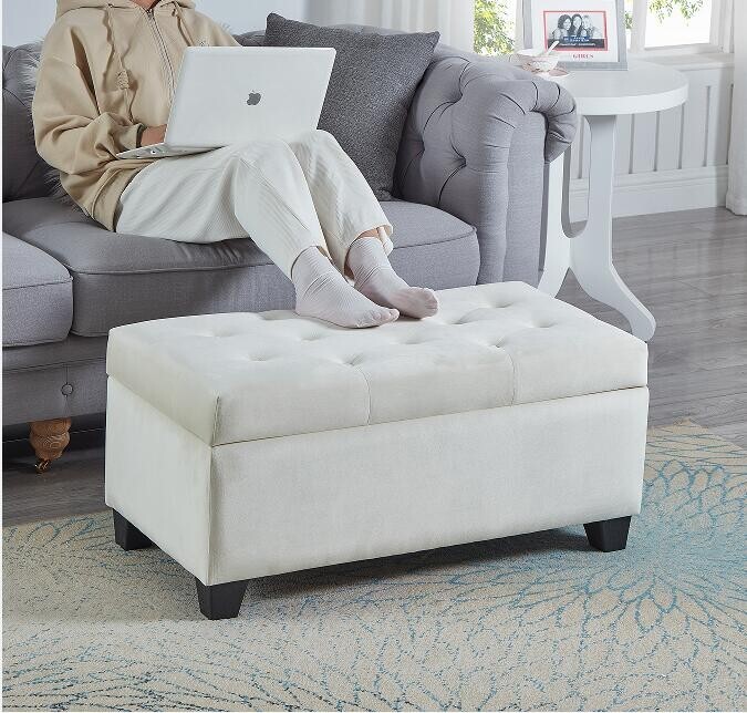 Upholstered storage rectangular for bench Entryway Bench Bench Entryway Velvet