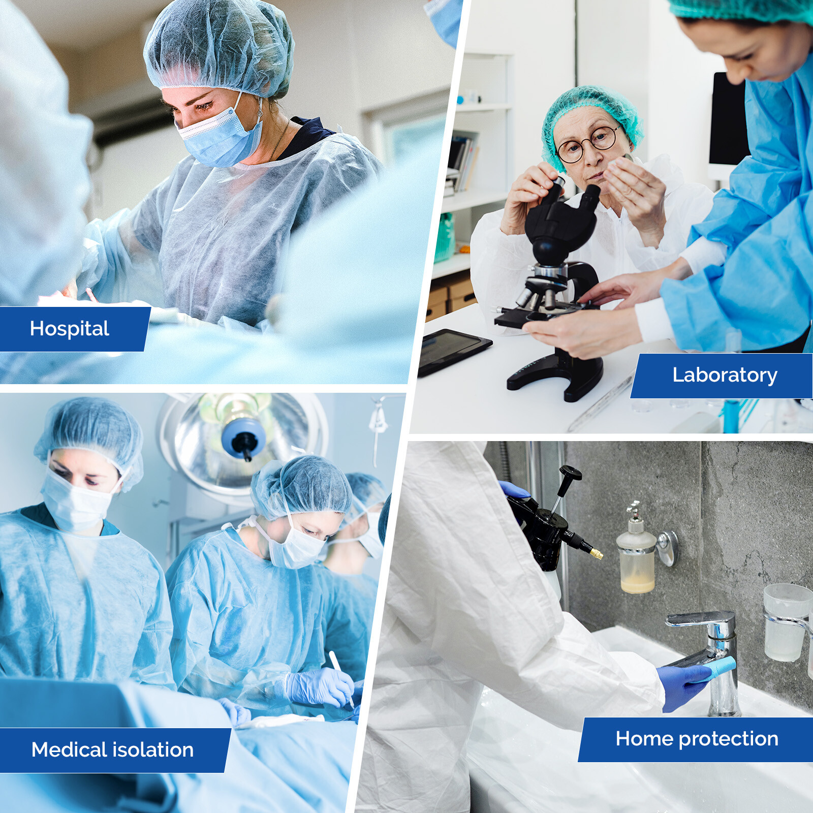 Dental Lab Disposable Isolation Gown Gowns Knit Cuff Long Sleeve Soft Blue