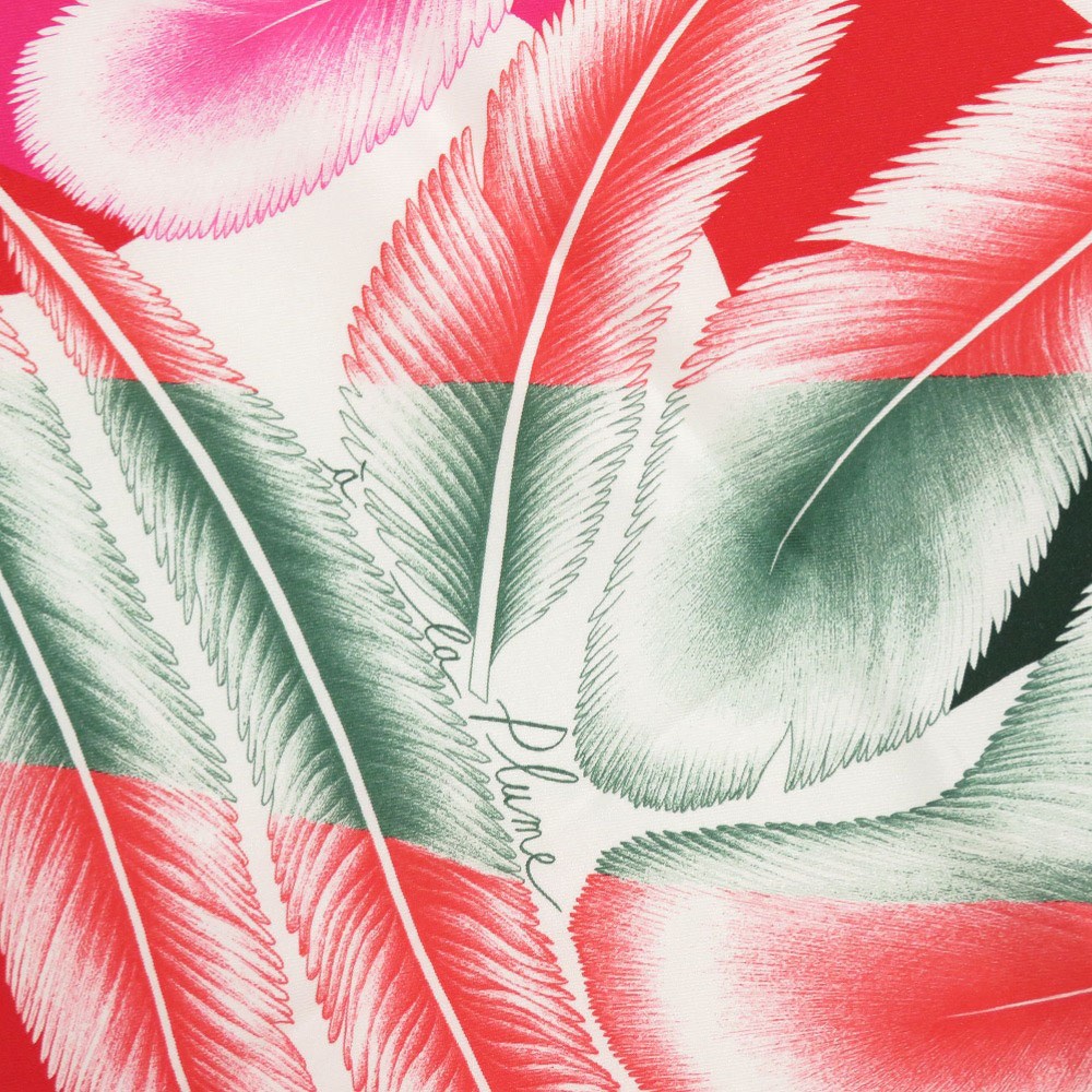 Hermes Carre 65 A la Plume Feather Silk Multicolor Scarf