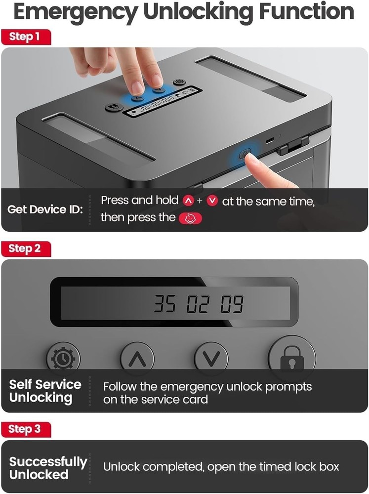 Metal Time Lock Box, Phone Lock Box with Timer, Timed Locking Safe, Self-Cont...