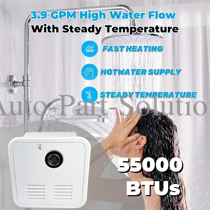 RV Tankless Water Heater Propane Gas 3.9GPM 55000BTU with Controller
