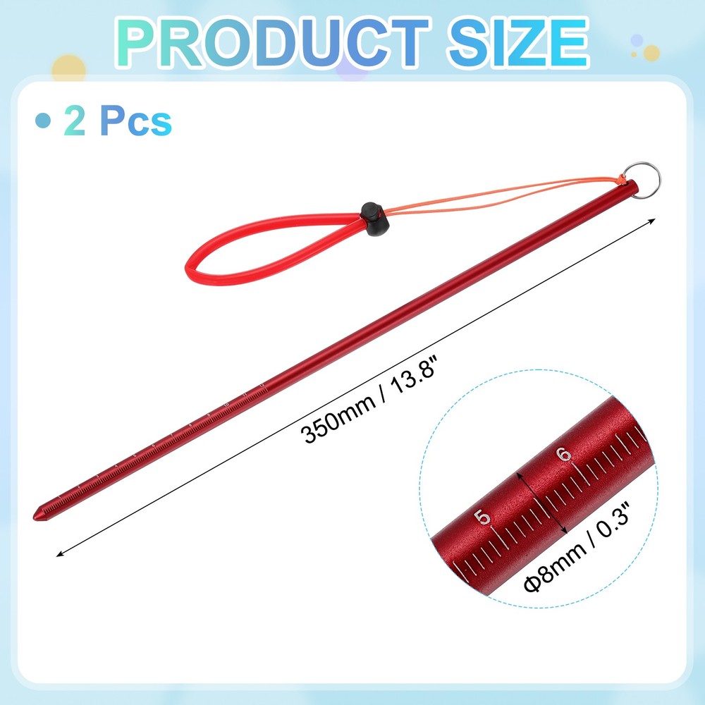 Diving Pointer Stick, 2Pcs Alloy Diving Stick Rod with Measurement, Red