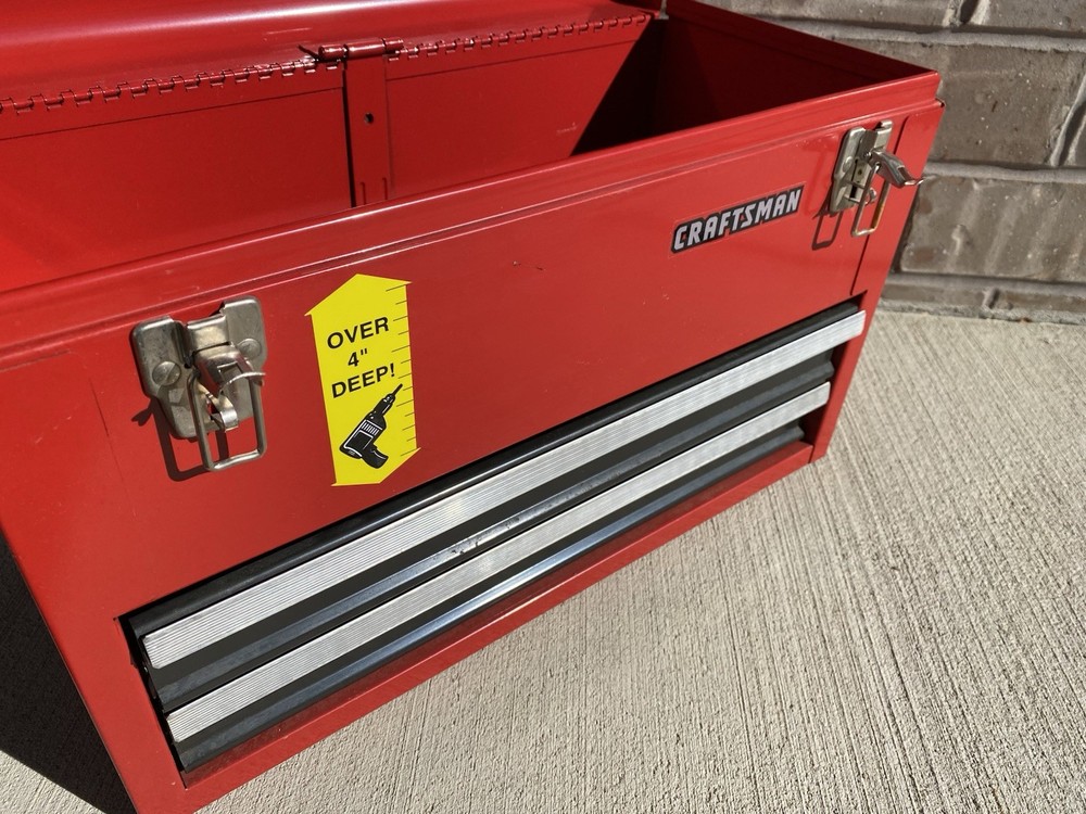 Vintage NICE Craftsman 2 Two Drawer Deep Top Tool Box Red Toolbox