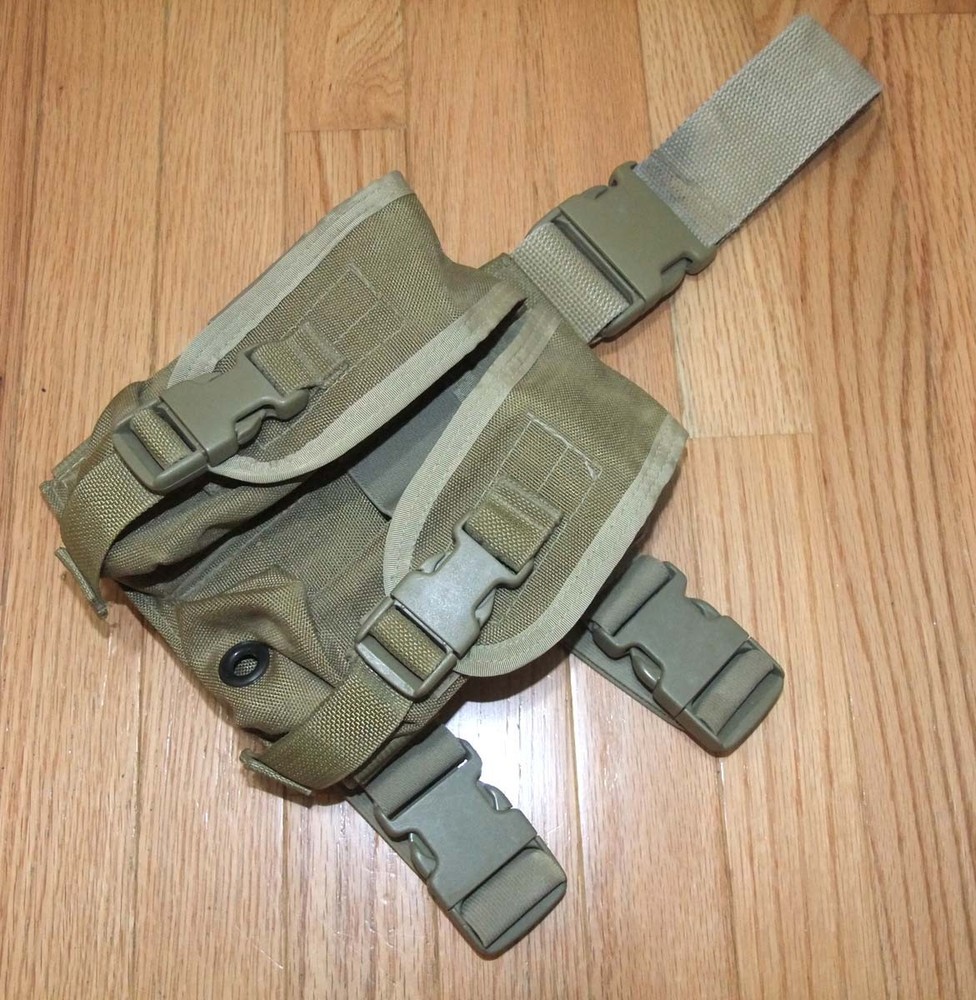 Tactical Assault Gear (TAG) Drop Leg 2-Pouch Single / Double Platform, NOS Khaki
